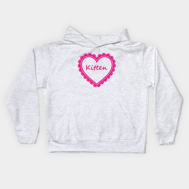 Kitten Heart Cute Sub Dom Sweet Hearts Kids Hoodie by Mellowdellow